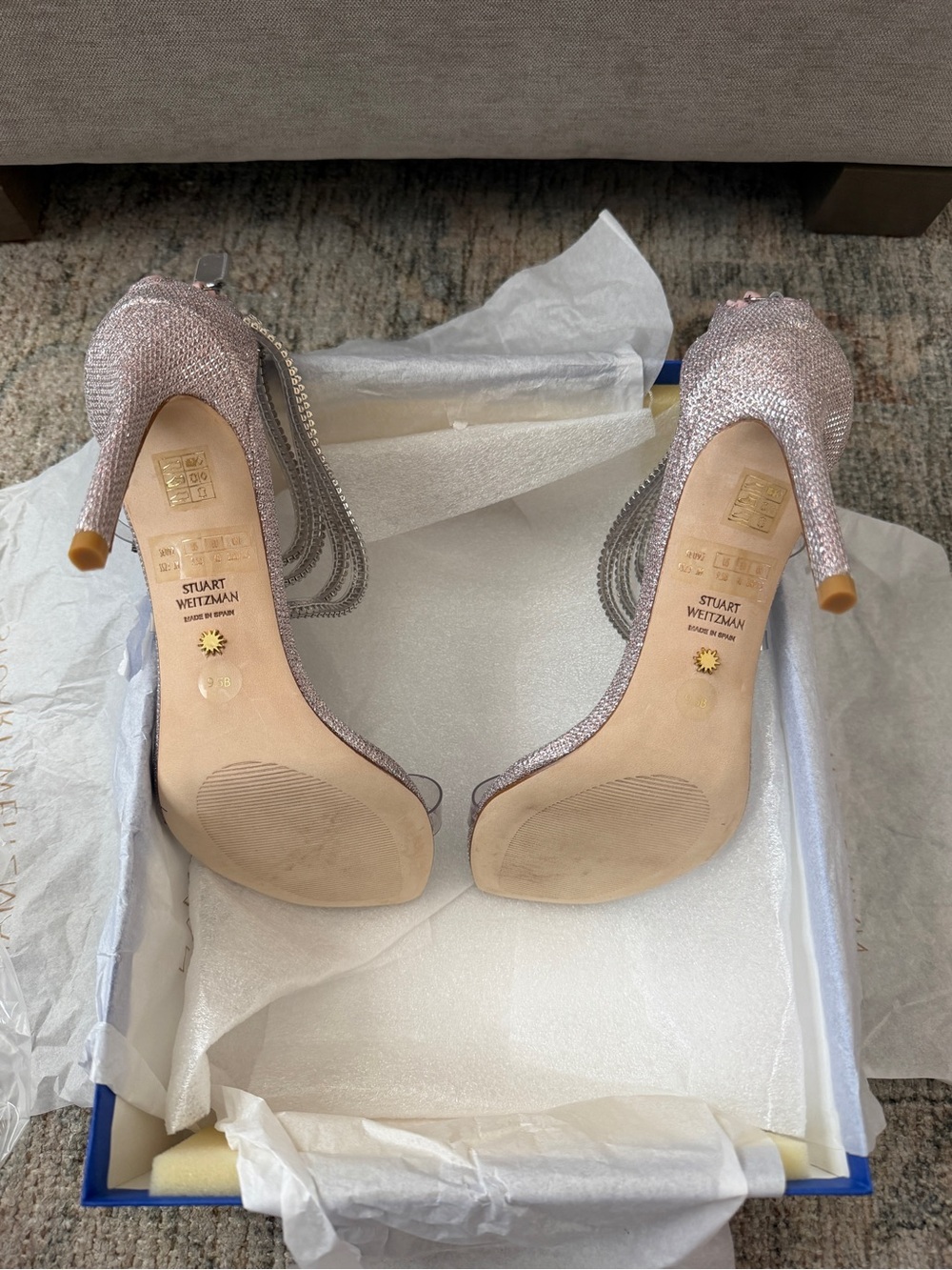 Stuart Weitzman SUPERGLAM Rosewater clear Strap Stiletto NWT🪩 - Picture 11 of 11